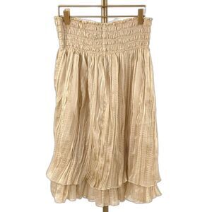 Mossimo Women's Beige Smocked Waist Fully Lined Ruffle Tiered Skirt Size Small